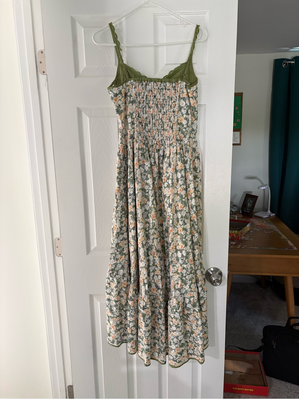 ASTR Green Floral Tiered Midi Dress with Button Front - Picture 5 of 6